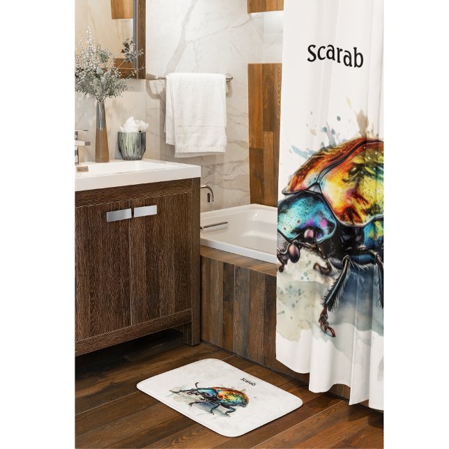 Irisierender Käfer in Wasserfarbe, nach Maß Duschvorhang (Von Creator hochgeladen)