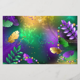 Irisierender Mardi-Gras-Hintergrund mit Perlen Flyer