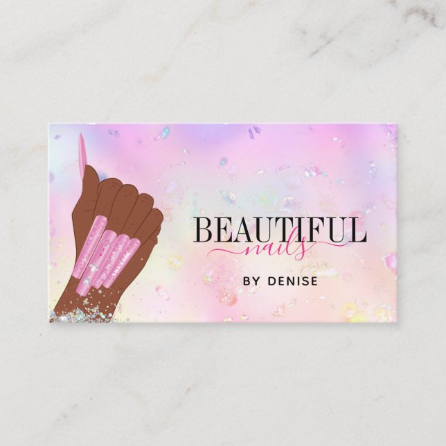 irisierender Nagelsalon Frau Hand Nägel Technikeri Visitenkarte (Vorderseite)