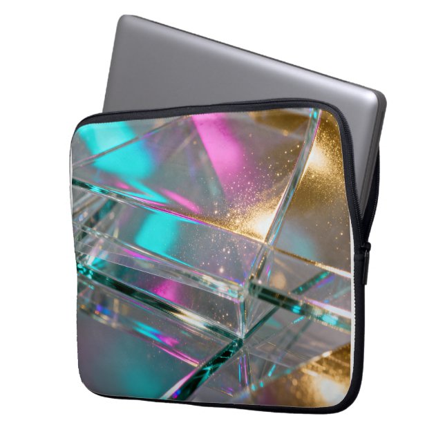 Irisierender Regenbogen - Holografischer Glitter  Laptopschutzhülle (Vorderseite Links)