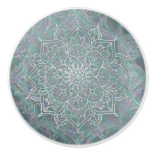 Irisierender Schimmer-Mandala Boho Chic Keramikknauf