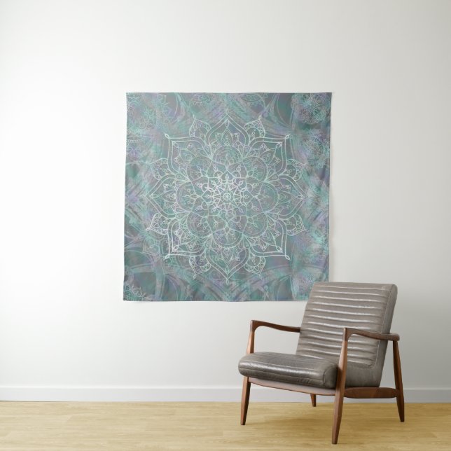Irisierender Schimmer Mandala Boho Chic Wandteppich (Beispiel)