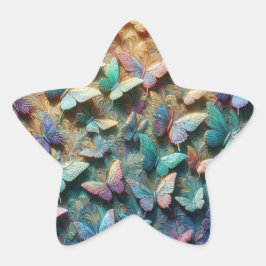 Irisierender Schmetterlingsgarten Stern-Aufkleber