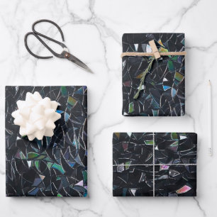Irisierendes abstraktes Buntglas-Muster Geschenkpapier Set