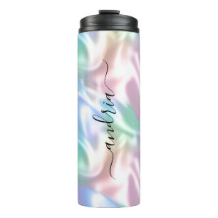 Irisierendes Design, schwarze Schrift Name Thermosbecher