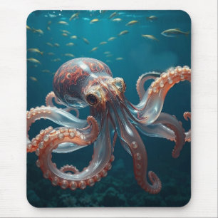 Irisierendes Glas-Oktopus Kunst Tiefsee-Kunst Mousepad