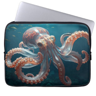 Irisierendes Glas-Oktopus-Kunstwerk   Tiefseetiere Laptopschutzhülle