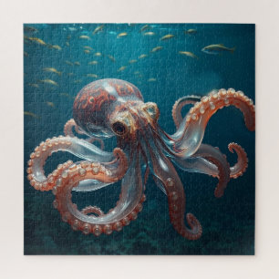 Irisierendes Glasoctopus Kunst Tiefsee-Fantasy Puzzle