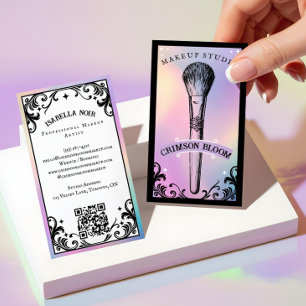 Irisierendes holografisches Beautymakeup-Studio Lu Visitenkarte
