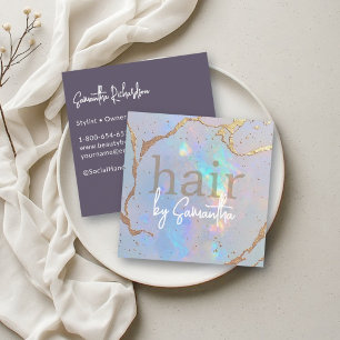 Irisierendes Holografisches Gold Haar-Stylist-Salo Quadratische Visitenkarte
