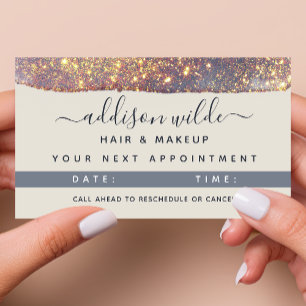 Irisierendes Lila Gold Glam Glitter Terminkarte