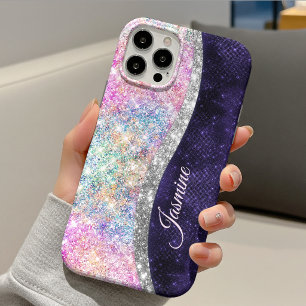 irisierendes lila silbernes falsches Glitter Monog Case-Mate iPhone Hülle
