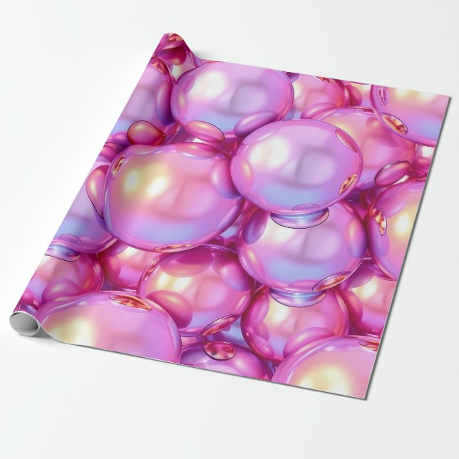 Irisierendes Rosa 3D Glänzendes Blasenmuster-Wrapp Geschenkpapier (Ungerollt)