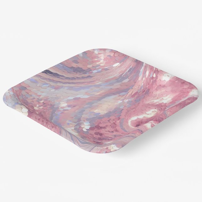 Irisierendes Rosa und Lila  Pappteller (Gewinkelt)