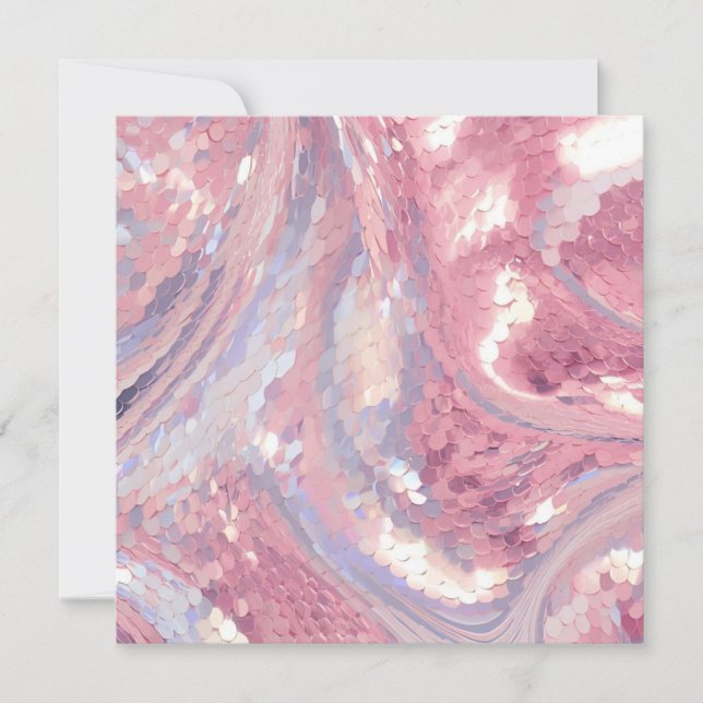 Irisierendes Rosa und Pailletten in Lila Einladung (Vorderseite)