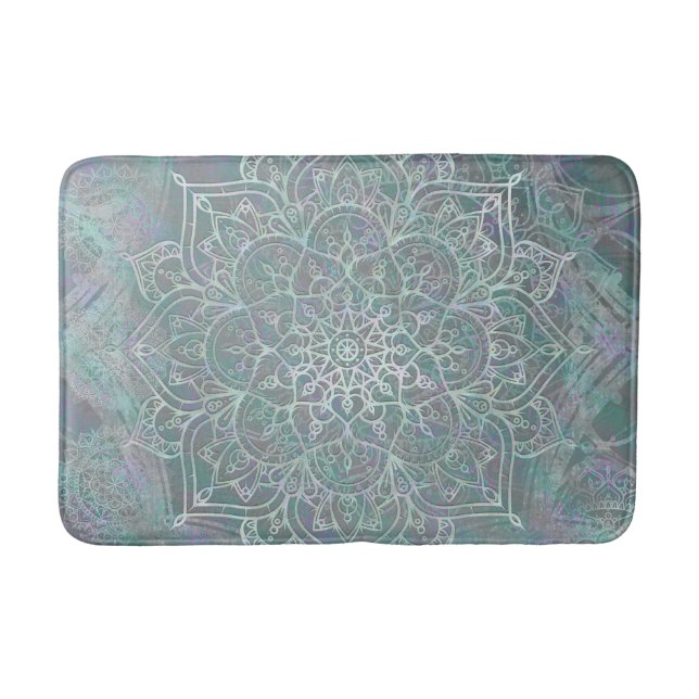 Irisierendes Schimmer Mandala Boho Chic Badematte (Vorderseite)