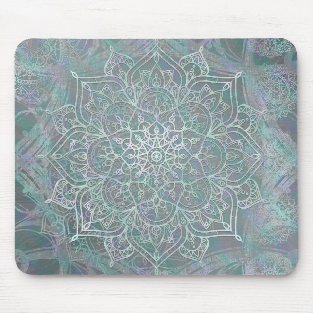 Irisierendes Schimmer Mandala Boho Chic Mousepad (Vorne)