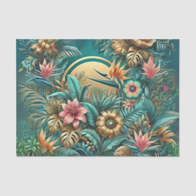 Irisierendes tropisches Dekoupage Paper Seidenpapier (Vorderseite)