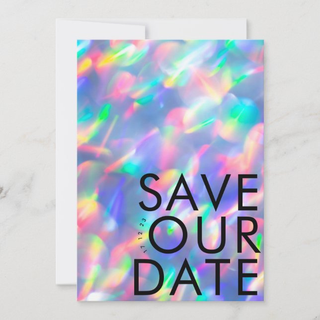 Irisierendes ultramodernes Monogramm-Foto Save The Date (Vorderseite)