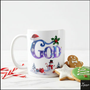 Irisierendes Weihnachts-GOTT mit Schneemann Kaffeetasse