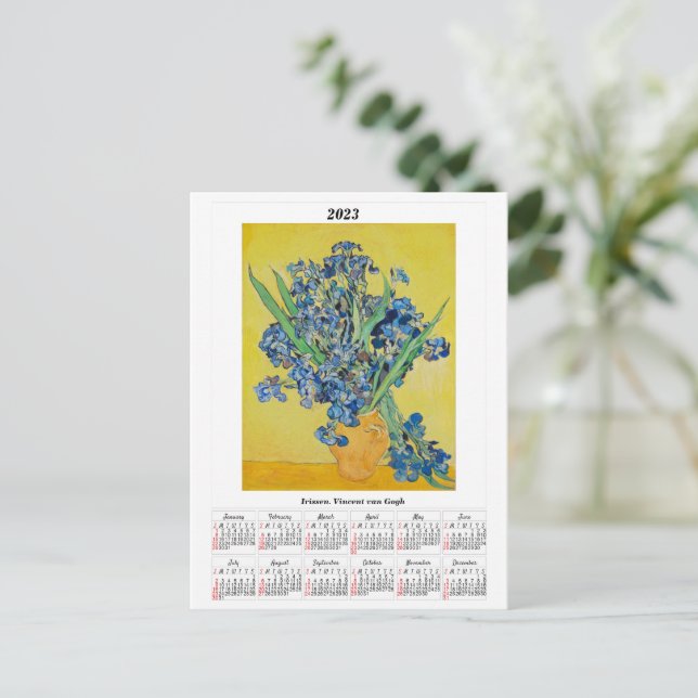 Irissen Kalender für 2023 Vincent van Gogh Postkarte (Stehend Vorderseite)