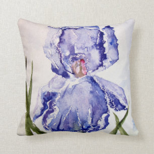 IrisWatercolor malend lila - Blau Kissen