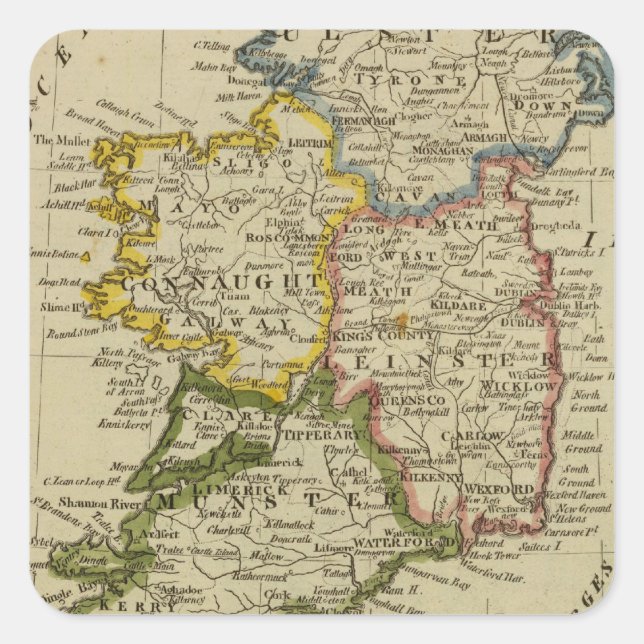 Irland 19 quadratischer aufkleber (Vorderseite)