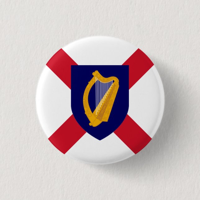 Irland Abzeichen - Cross & Harp Shield Button (Vorderseite)