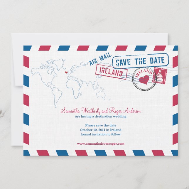 Irland Air Mail Wedding Save the Date (Vorderseite)