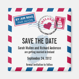Irland Air Mail Wedding Save the Date Magnet