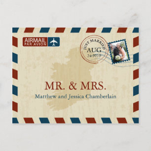 Irland Airmail   Hochzeitsdanken Postkarte