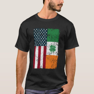 Irland American Flag Dual Citizen Patriotic Distor T-Shirt