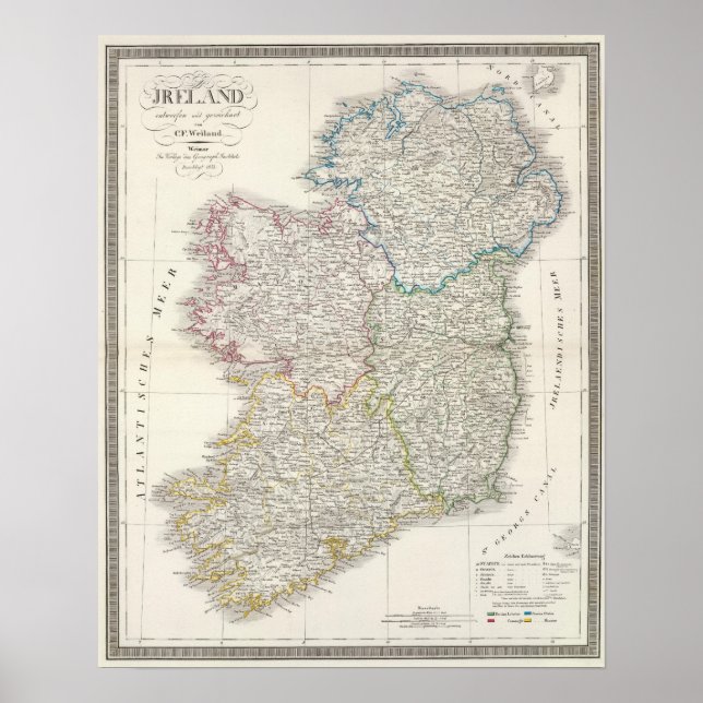 Irland Atlas-Karte Poster (Vorne)