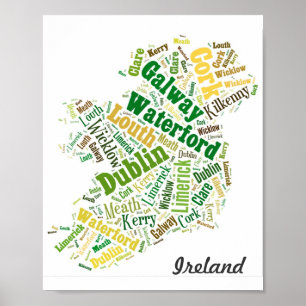 Irland Cities Word Art Poster