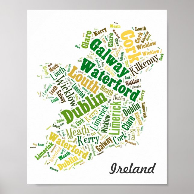 Irland Cities Word Art Poster (Vorne)