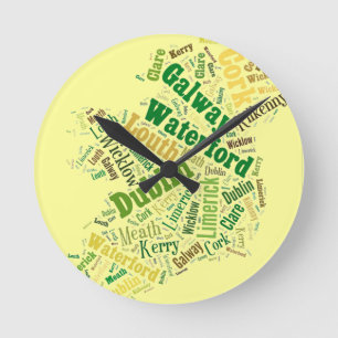 Irland Cities Word Art Runde Wanduhr