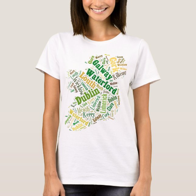 Irland Cities Word Art T-Shirt (Vorderseite)