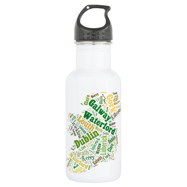 Irland Cities Word Art Trinkflasche (Vorderseite)
