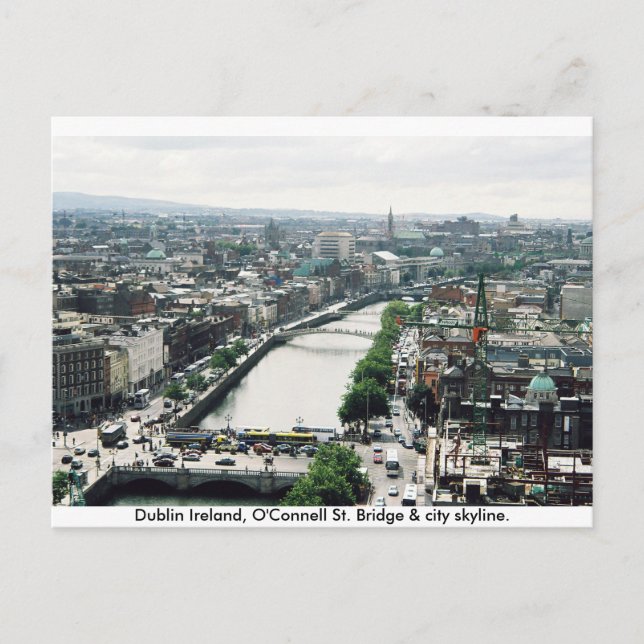 Irland City skyline, O'Connell Bridge Dublin Postkarte (Vorderseite)