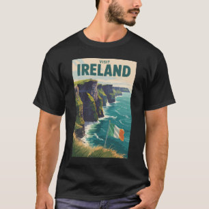 Irland Cliffs of Moher Illustration Reise Kunst T-Shirt