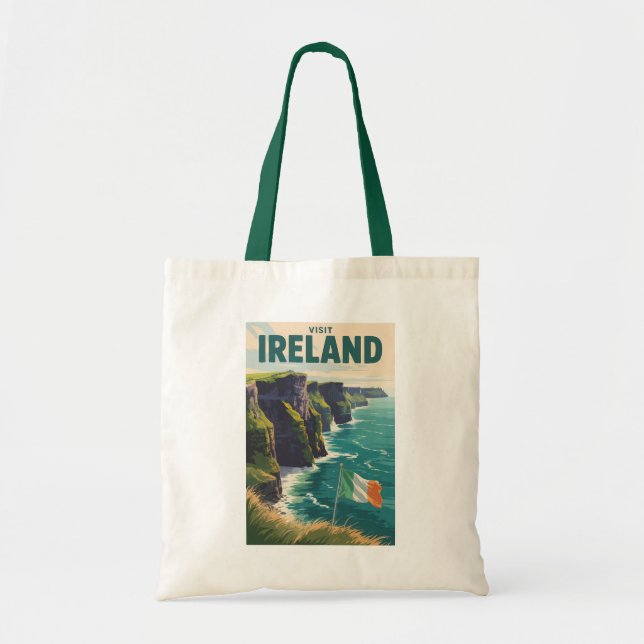 Irland Cliffs of Moher Illustration Reise Kunst Tragetasche (Vorne)