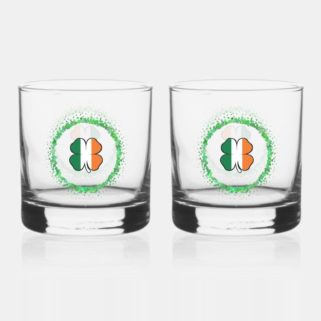 Irland Clover Saint Patrick's Day Whiskyglas (Vorderseite)