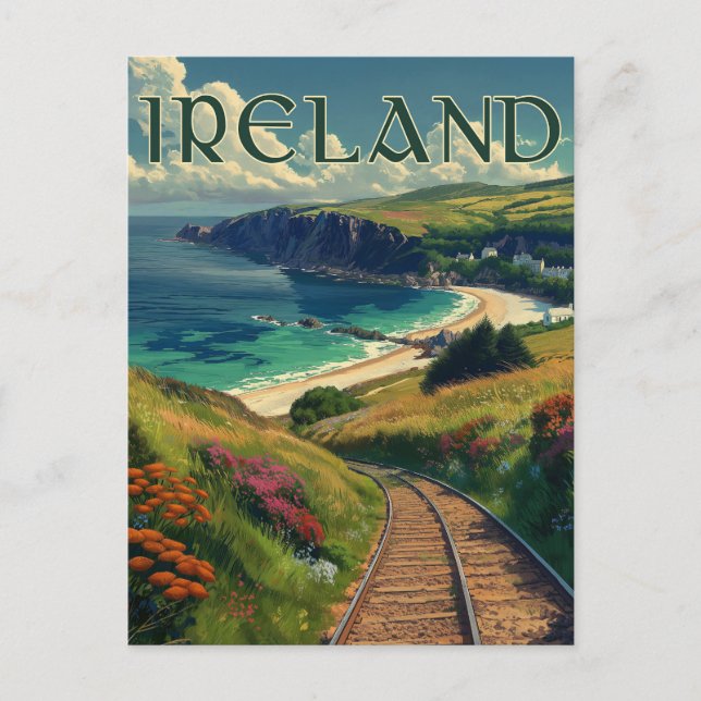 Irland Coastline Vintage Travel Postkarte (Vorderseite)