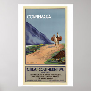 Irland Connemara Vintage Reiseposter - Gerahmt Poster