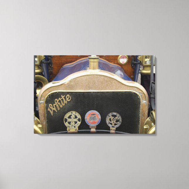 Irland, Dublin. Vintages Auto, weiß Leinwanddruck (Vorderseite)