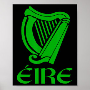 Irland Eire Eireann irischer Stolz Gälische Harfe Poster