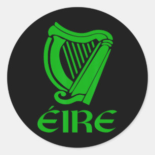 Irland Eire Eireann Irish Pride Gaelic Harp St Pa Runder Aufkleber