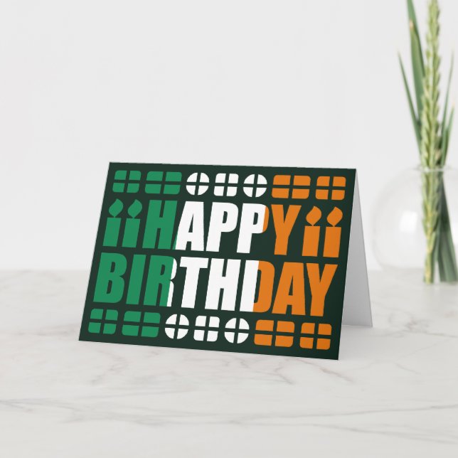 Irland Flag Birthday Card Karte (Vorderseite)