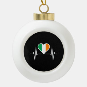 Irland Flag Heartbeat Keramik Kugel-Ornament