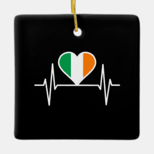 Irland Flag Heartbeat Keramikornament